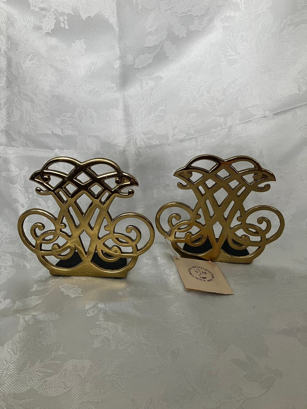 Pair Thomas Jefferson Cipher Brass Bookends Virginia Metalcrafters 1987 w/ Tag